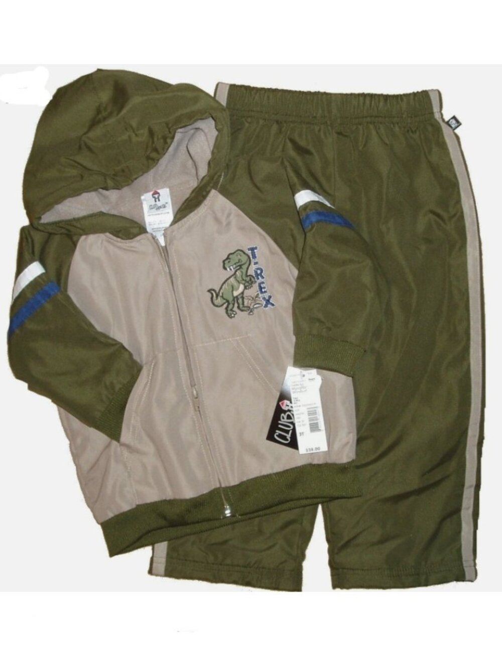 T Rex Dinosaur 2 pc Outfit Jacket Pants Set Boys Hoodie Sweat Suit Long Trousers